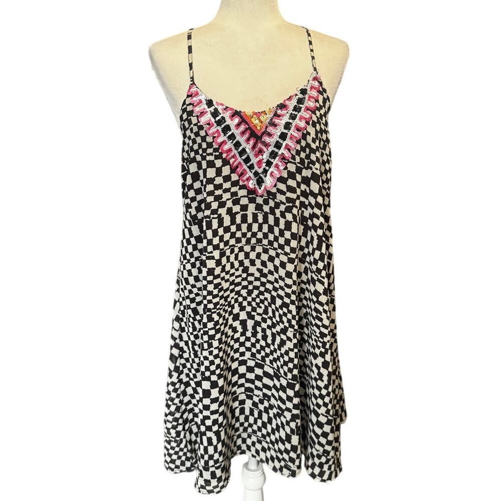 Mara Hoffman Embellished Geometric Beaded Halter Slip Dress – Size M